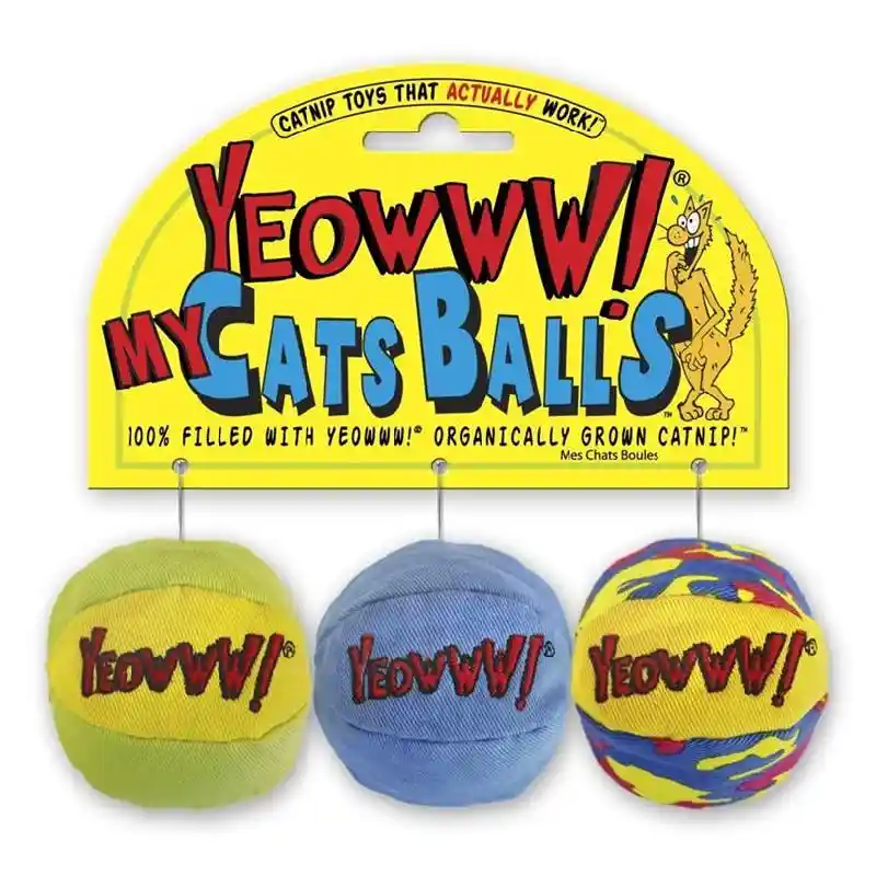 Yeowww! My Cats Balls Card Of 3 Cantnip Balls