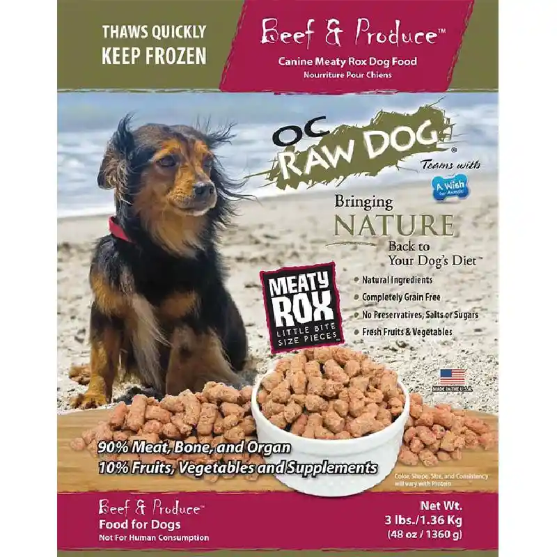 OC Raw Dog Frozen Meaty Rox Beef & Produce 3 Lbs